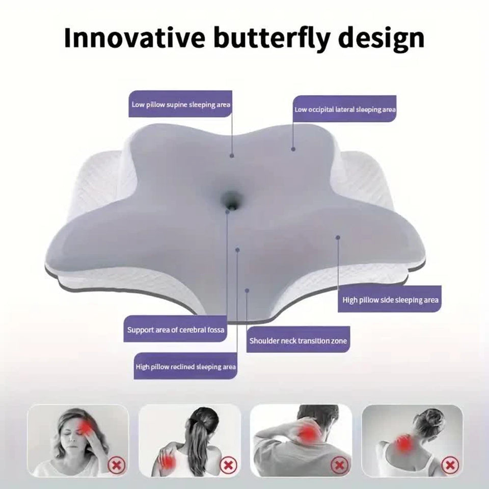 Butterfly Memory Foam Cervical Pillow for Neck Support & Sleep