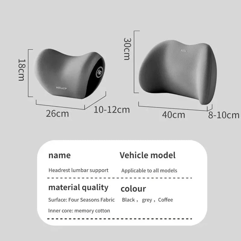 Memory Foam Car Neck & Lumbar Support Pillow for Driving