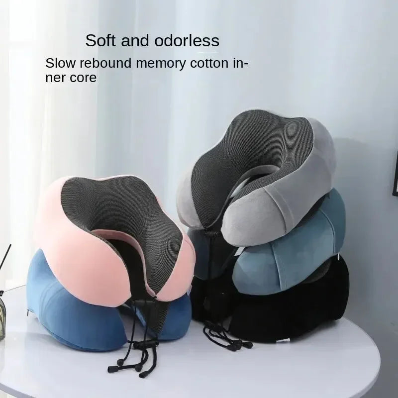 Memory Foam U-Shaped Travel Neck Pillow for Airplane & Car