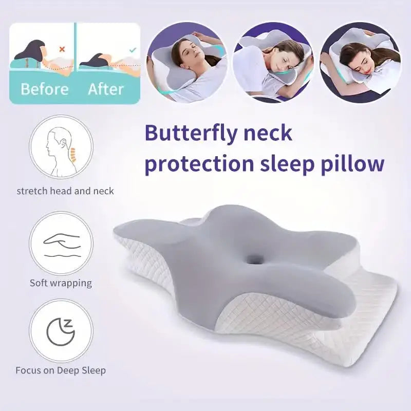 Butterfly Memory Foam Cervical Pillow for Neck Support & Sleep