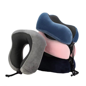 Portable memory foam travel pillow for neck support