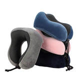 Portable memory foam travel pillow for neck support